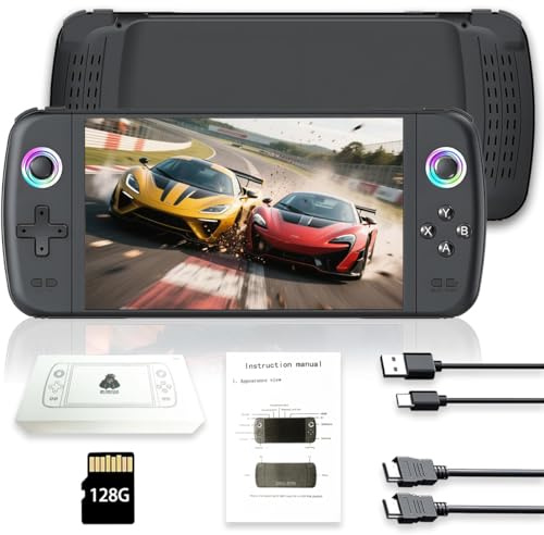 New M27 Handheld Game Console,Built-in 128G with 30000 games,Linux System,7-inch big IPS Screen,Portable Pocket Mini Arcade,HD Output (Black,128G)
