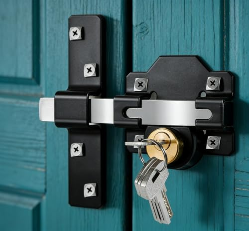 Long Throw Gate Lock, Double Sides Locking, Fit for Right & Left Door, 5 Keys Supplied (50mm)