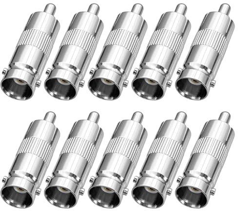 ANLINK 10 Pack BNC Female to RCA Male Plug Adapter Connector, Stable Signal, Corrosion-Resistant Connector for CCTV Security Camera, TV, DVR, Monitor, PVM, Home Theater, More Video and Audio Devices