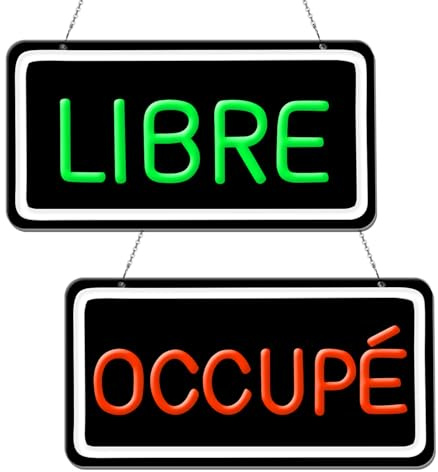 Lxmoneon Libre Occupé Insegna al neon per negozio, insegna appesa alla finestra della porta, Insegne luminose con display su due lati per supermercato salone ristorante caffè bar hotel ufficio