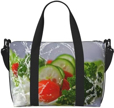 Sac fourre-tout pour femme avec impression de photographie alimentaire, sac à bandoulière portable adapté pour les entraînements de gym, les trajets et les voyages