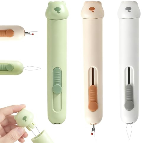 3 Piezas Set 3 en 1 Enhebrador de Agujas y Descosedor de Costura, Herramienta Auxiliar para Coser a Mano y Máquina de Coser, Herramienta Eficaz de Enhebrado para Costureros y Bricoladores