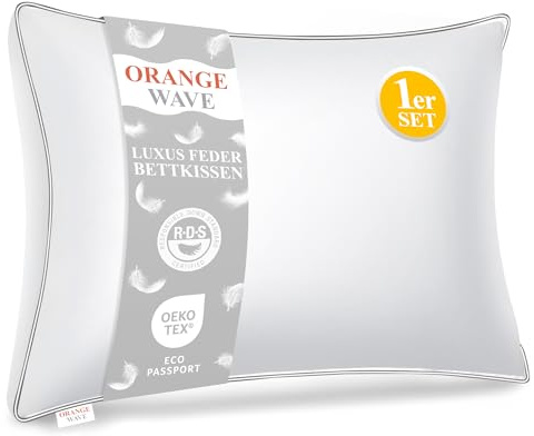 Kopfkissen 40x80 Daunenkissen Federkissen 3-Kammer Kissen Daunen und Federn | Kissen 40x80 Daunen kopfkissen Schlafkissen Federkopfkissen Bettkissen Pillow für Maximale Unterstützung, RDS und Oeko-TEX