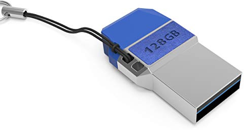 Mini USB C Stick Dual 128GB - 2 in 1 Funktion > USB 3.0 & Type C < Wasserdicht, Klein & Extrem Schnell - Aus Metall Ideal für Schlüssel-Anhänger - Flash Drive Speicherstick USB-C 128 GB Blau