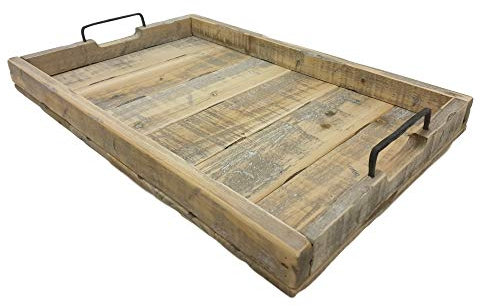 Gartenzwerg, Buddha & Co Dekotablett, Holz Tablett, Serviertablett, Griff-Tablett, Serviertablett, Frühstückstablett, 58 x 38 x 9 cm