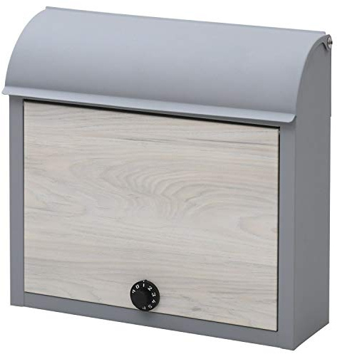 Garden Master WP1603D Mailbox, Post with Dial Lock, Width 15.0 x Depth 4.7 x Height 14.6 inches (38 x 12 x 37 cm), Mailbox, Wall Mounted, Gray/Ash