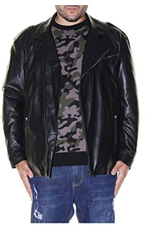 MAXFORT BL38 BY Giacca Biker CHIODO Simil Pelle Uomo Taglie Forti 3XL -7XL Nero (4XL)