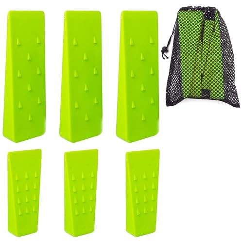 AR-PRO Trädfällningskilar med piggar, 6-pack med 3 var på 20 och 14 cm, för säker trädfällning, med förvaringsväska, styr och stabiliserar träd för säker fällning, för skogshuggare och avverkare