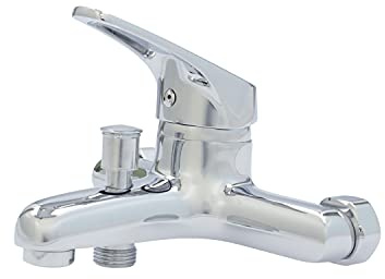 Fontastock URBEL FSKFGB003 Set Monomando para bañeras con Rosca para Flexo de Ducha, Cartucho cerámico de 40 mm, maneta de Zinc, Cuerpo de latón y Flexo de Ducha con 5 Posiciones y Soporte