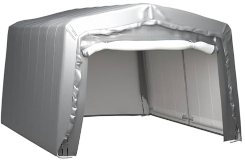 Gawany Lagerzelt UV-beständig Industriezelt Zelthalle Weidezelt Zelt Zeltgarage Foliengarage Unterstand Lagerhalle 370x370cm Stahl Grau