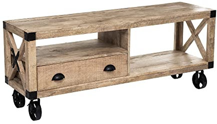 Atmosphera - TV-Möbel Silas - Metall & Mangoholz 58x140 cm - Beige