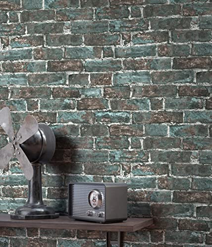 NEWROOM Tapete Anthrazit Vliestapete Stein - Steintapete Industrial Blau Mauer Klinker Steinwand Rustikal inkl. Tapezier-Ratgeber