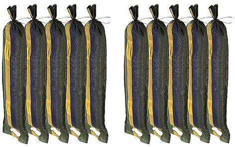 Miko® 10 Stk. Sandsäcke - Sandsack Hochwasserschutz – Silosandsäcke ungefüllt – Silosäcke Wassersperre Hochwasser (25 x 100 cm) NEU mit Zugband und zwei Tragelaschen