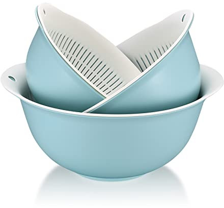 3 Piezas Coladores de Cocina Plastico, 2 en 1 Cesta de Drenaje Multifuncional, Coladores de Alimentos para Escurrir Pasta, Frutas, Verduras