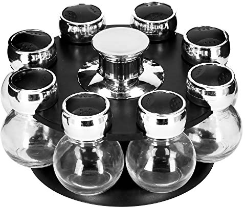SPRINGOS Estante giratorio para especias redondo para cocina, organizador de especias, bandeja para especias, tarros de especias