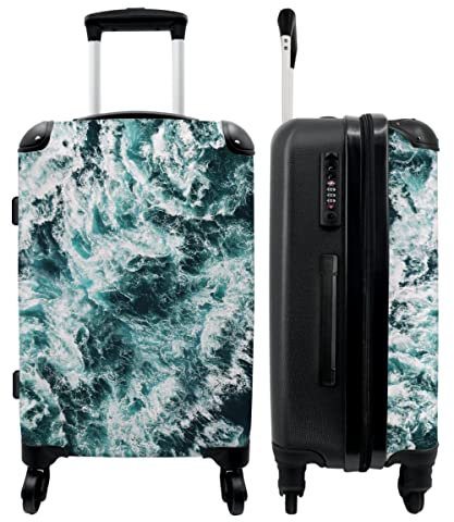 NoBoringSuitcases.com® Koffer groß Trolley Rollkoffer Reisekoffer mit 4 Rollen Fotokoffer - Meer - Blau - Natur - Wasser - 67x43x25cm - 90 Liter