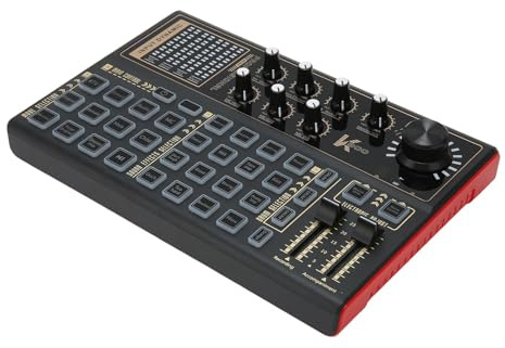 Sound-Mixer-Board mit Bunten Lichtern, Live-Soundkarte und Audio-Interface mit DJ-Mixer-Effekten und Sprachwechsler, Podcast-Produktionsstudio-Ausrüstung für Musikaufnahmen,