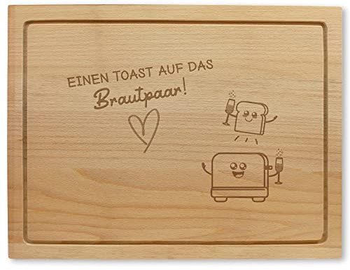 Holzschneidebrett mit Gravur - Hochzeitstoast, ca. 40 x 30 x 2 cm, Made in Austria, Nachhaltige Geschenkidee