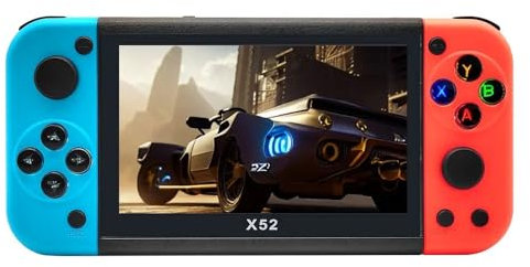 XIXIMENG X52 Handheld Game Console 8G 27000+ Games 5.1 Inch HD Screen Portable Audio Video Player Retro Classic Games for Kid Gift, Red Blue