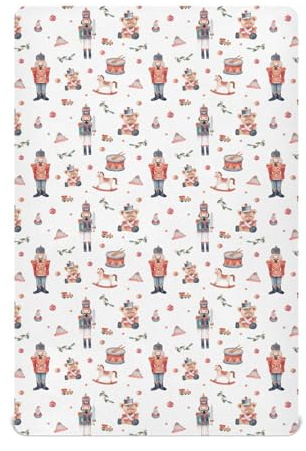 SDMKA Christmas Soldier Crib Sheets for Boys Girls - Portable Microfiber Fitted Crib Sheet for Standard Crib and Toddler Mattress, Soft & Breathable, 28x52 Inch