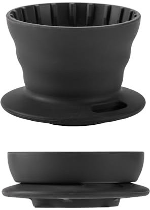 vandroop Kaffeefilter Silikon Korbfilter, Kaffeefilter wiederverwendbar faltbar tragbar Kaffee Filter, für Reise Camping (Schwarz, Ohne Papierfilter)