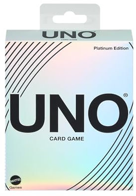 Mattel Games UNO Édition Platinum Jeu de Cartes pour soirées Jeux Entre Amis ou en Famille, Voyages, Camping et fêtes, Cartes Premium de Collection, HPY61