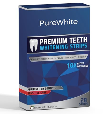 PureWhite Teeth Whitening Strips – 14 Treatments | Peroxide-Free for Sensitive Teeth | Professional Enamel-Safe Dental Whitening