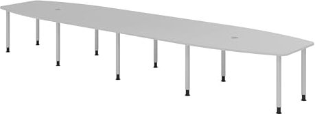 bümö Konferenztisch oval 520x130 cm großer Besprechungstisch in grau, Besprechungstisch mit Chromfüßen, Meetingtisch für 18 Personen, XXL-Tisch für Besprechungsraum & Meeting