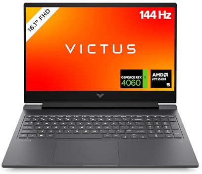 HP VICTUS Gaming Laptop, 16,1 FHD Display 144Hz, AMD Ryzen 5 8640H, 16 GB DDR5 RAM, 512 GB SSD, NVIDIA GeForce RTX 4060 (8GB), QWERTZ, Windows 11, Schwarz
