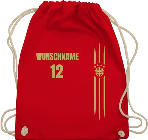 Turnbeutel Rucksack - 2026 Fussball WM Fanartikel - Deutschland Name und Nummer - Unisize - Rot - deutschland-fanartikel em fußball germany beutel fußball. deutsch sportbeutel europameisterschaft