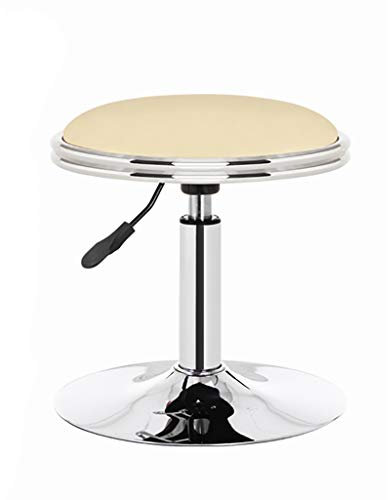 Hocker auf Rädern, kleiner Sessellift, drehbarer Arbeitshocker, Mini-Modern-Arbeitsstuhl aus Edelstahl, 38–50 cm, 6 Farben (Farbe: Beige) Hello