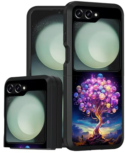 BXIKEOPIU for Samsung Galaxy Z Flip 6 Case, Heavy Duty Dual Layer Shockproof Dust/Drop Proof Full-Body Rugged Flip Protective Cover for Samsung Galaxy Z Flip 6 5G (2024), Tree of Life