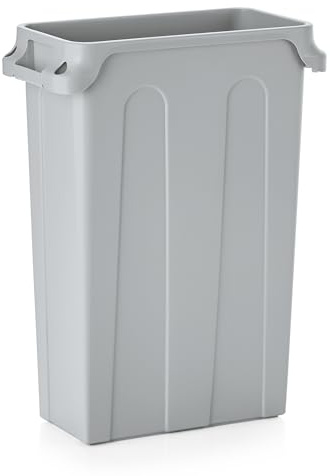 MUVELL Cubo de basura de 75 litros, cubo de basura gris, cubo de basura de plástico para cocina, cubo de basura para gastronomía, contenedor de basura con tapa diferente, XXL Bio 56,5 x 27,9 x 76 cm