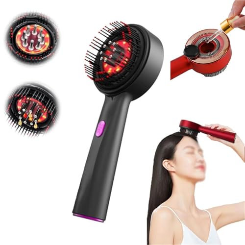 Rotlicht-Haarmassagegerät, Kopfhaut-Massagebürste, Haar-Kopfhaut-Massagegerät Knetmassage, Kopfhaut-Massagegerät Und Haaröl-Applikator, Geeignet Für Verschiedene Frisuren (Schwarz)