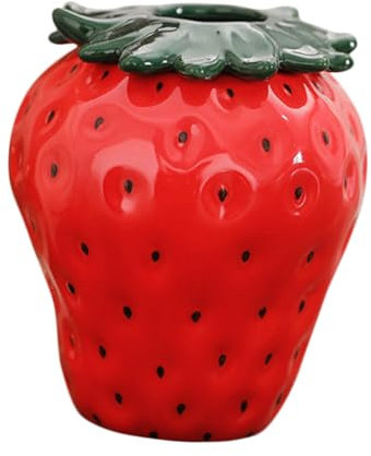ABOOFAN Vase Céramique Forme De Fraise Décorative pour Centre De Table Pot De Fleur Polyvalent Élément De Décoration Maison Et Mariage Support Floral Style Ferme