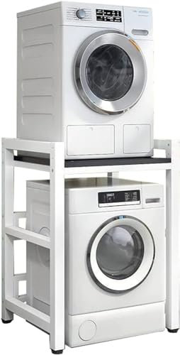 Kit d'empilage réglable pour machine à laver et sèche-linge à chargement frontal avec cadre blanc et option de couleur noire