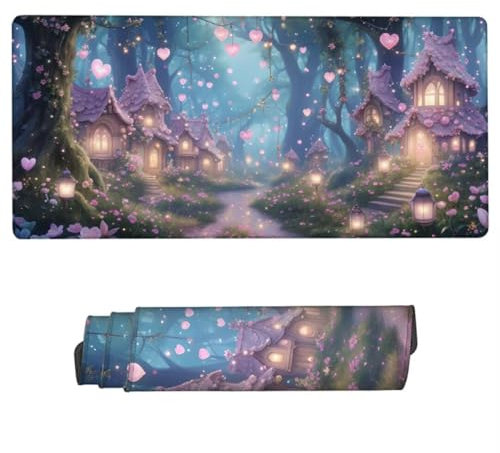 Gaming Mauspad XXL,Mauspad Rosa Mousepad 700x400x3mm,Schreibtischunterlage Herz Mousepad,Wasserdicht Mauspad Gaming,Improved Precision and Speed,Gaming-Mauspads für PC,Geschenke für Männer ZH-856