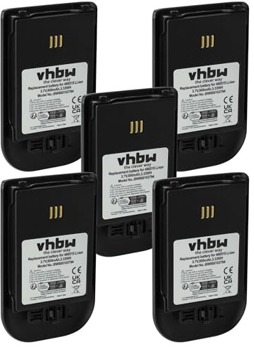 vhbw 5x batteria compatibile con Alcatel Omnitouch 8118, 8128 telefono fisso cordless (900mAh, 3,7V, Li-Ion) nero