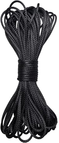 Dyneema Corde tressée à 16 brins - 3 mm - 700 kg - Convient pour tentes, kitesurf et autres - 20 m (noir)