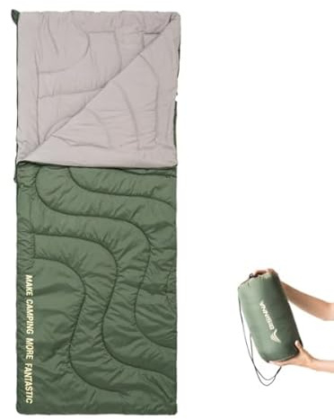 BISINNA - Sacco a pelo ultraleggero da 680 g, design compatto per 2 stagioni, per campeggio, escursionismo e avventure estive (190 x 75 cm)