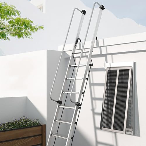 WWERTYY Universelle Dachbodenleiter mit 3, 4, 5, 6 und 7 Stufen, Dachbodentreppe mit extra langem Handlauf für den Außenbereich, Dachbodentreppe mit hoher Tragfähigkeit (7 Stufen - 2,18 m