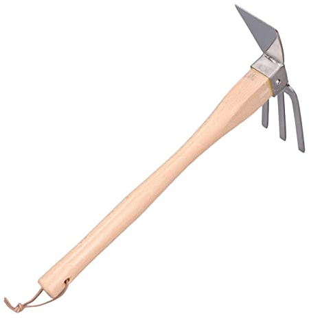 TARSHYRY Garden Fork, Garden Hoe Tool Hoe Tool With Beech Handle Stainless Steel Small Rake Hand for Weeding Digging Seeding Multipurpose