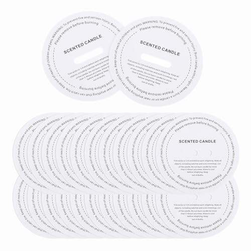 sourcing map 60 Pcs Candle Dust Covers, 6cm/2.4 Round Printed White Candles Drip Protectors Lid Accessories for Craft Fragrance Making Jars Boxes Packaging, White