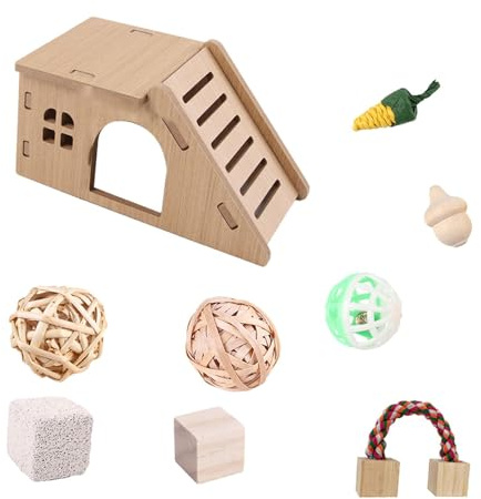 kowaku Maison en Bois pour rongeurs, Habitat extérieur pour Hamster et Gerbille