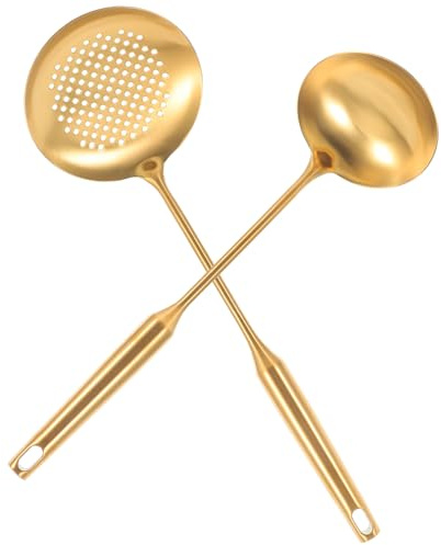 Zerodeko Lot de 2 Cuillères à Soupe en Acier Inoxydable Or Design Délicat et Poli, Sécurisées Toucher, Ustensiles Cuisine pour Dîner et Buffet