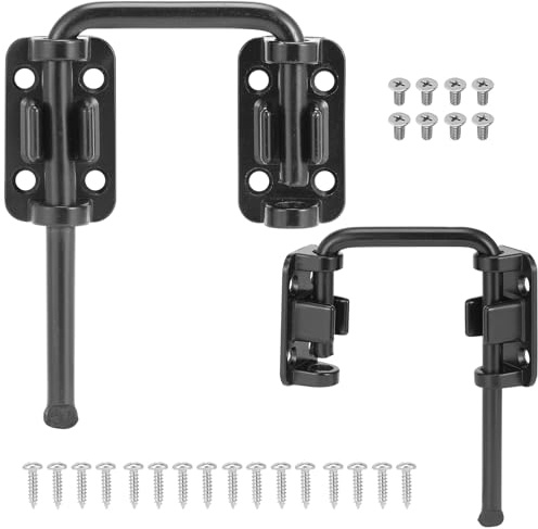 HBL' Sliding Glass Door Lock Patio Sliding Door Loop Lock, Black, 2 Pack