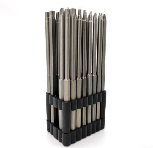UrbanHui Juego de puntas de destornillador de 32 piezas de 150 mm extra largas de aleación de acero de seguridad vástago hexagonal de 1/4 pulgadas para llave Torx de estrella a prueba de