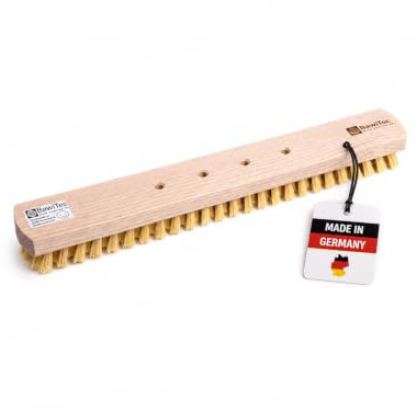 XXL Holz Schrubber 40cm Breit 4-Loch-System ohne Stiel gelbe Fibre Borsten | 4-Loch-Wechselsystem, zum wechseln, Bodenschrubber, Für große Flächen