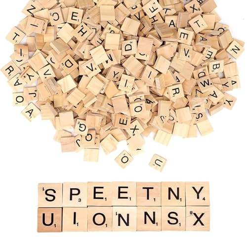 txuzong 500 Stück Holzbuchstaben A-Z mit Zahlen | Scrabble-Buchstaben aus Buchenholz (20x18x5mm) | Bastelbedarf, Lernspielzeug & Geschenkidee für Kinder