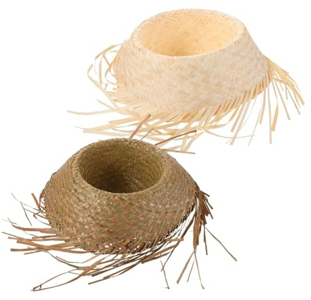 Hemobllo 2piezas Sombrero de Paja Hawaiano Tropical para Mujer Accesorio de Playa Divertido para Fiesta de Disfraz y Verano
